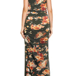 Smallshow Women's Split Long Maternity Dress Sleeveness Ruched Pregnancy Clothes Large Floral Orange
