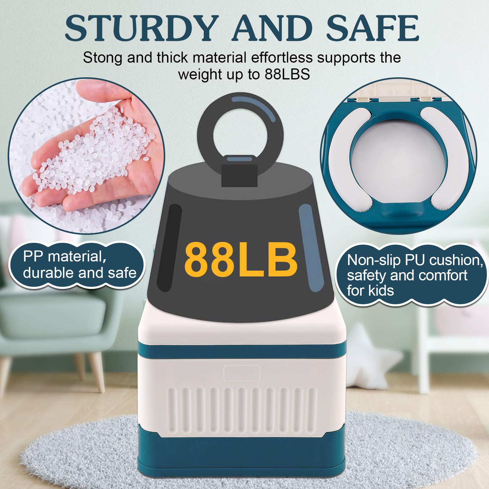 Fabulas Portable Potty for Toddler Travel, Foldable Travel Potty Training Toilet Seat for Kids Boys Girls, Emergency Mobile Toilet In Car for Camping Outdoor Indoor, with 30 Disposable Bags, Blue