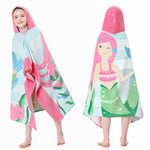 MOKANI Kids Cotton Hooded Towels | Super Soft & Thick & Super Absorbent | 50" x 30" Beach Bath Swimming Towels for Girls Boys Ages 3-12
