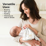 Organic Burp Cloths Baby Boy, Girl - 6-Pack Large 100% Cotton Burping Cloths for Babies, Spit Up Rags, Super Absorbent, Ultra Soft Newborn Rag, Gender Neutral, Machine Washable, Durable (Prairie)