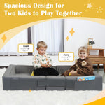 ENITYA Travel Toddler Bed, 2-in-1 Convertible Bed for Toddler Portable Floor Beds for Girls and Boys, Made with High-Density Foam and Washable Cover,Gray