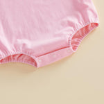 Balaflyie Bubble Romper Baby Boy Girl Cotton Collar Bodysuit Oversize T-shirt Romper Infant Top (Scalloped Collared-Pink,6-12 Months)
