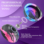 FETESNICE Y26 Professional Butterfly Yo-Yo - Dual Mode Responsive/Unresponsive Finger Spin Yoyo for Kids, Adults & Competition Players | Pro Yo-Yo with 10 Strings + Case & Gloves（Black Blue Pink）