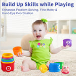 WEEJOYGAM Baby Stacking Cups, Nesting Stacking Toys for Toddlers 1-3, Infant Easter Basket Stuffers Birthday Gift 6 9 12 18 Month 1 Year Old Boy Girl, Kids Montessori Sand Bath Stackable Block Age 1-2