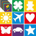 Epakh 24 Pieces Stencils for Kids 8 Inches Drawing Stencils Chalk Template Large Washable Geometric and Garden Themed Primary Shape Template for Kids Toddlers Preschooler(Primary Style)
