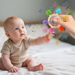 VTECHOLOGY Baby Teething Rings Toys for 0-6 6-12 Months Baby Rattle Teether Sensory Toys for Babies 0-24Months Silicone Teether Relief Chew Soothing Sore Gums for Newborn Infant Essentials BPA Free