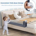 BABY JOY Double Sided Bed Rail Guard, 2 Pack, Extra Long, Swing Down for Convertible Crib, Folding Baby Safety Bedrail for Kids Twin Full Size Queen King Mattress, Rails for Toddlers (Dark Gray, 47")