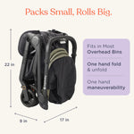 Ergobaby Metro 3 All in One Compact Baby Stroller - Lightweight Travel Stroller - Easy One-Hand Fold for Overhead Airplane Storage (Carries up to 50 lbs) - Car Seat Compatible - Graphite Grey