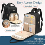 Diaper Bag Backpack - Extra Large Diaper Bag for 2 Kids Twins (Expandable 30-38L) - Travel Baby Backpack with Changing Pad for Mom Dad (Quilted, Water Resistant, Black)