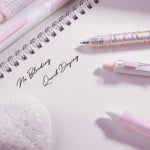 VideMundi 5 Count Pastel Gel Ink Pen Set,Cute Note Taking 0.5mm Fine Point Retractable 5 Count Black Ink Pens for Writing, Journaling, School, Office (Light Pink Clear)
