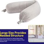 Full Body Maternity Pillow – Bean-Filled Pregnancy Support Pillow with Removable Cover – 59″ Long Full-Length Back, Hip & Belly Support for Pregnancy & Nursing, Silver