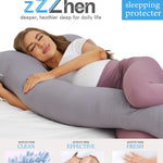 ZZZhen Pregnancy Pillow for Sleeping, U Shaped Maternity Pillow - 56 Inch with Grey Microfiber Removable Cover, Multi- Use and Support Back, HIPS, Legs, Belly for Pregnant Women Sleeping