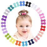 Grosgrain Ribbon Hair Bows Clips for Infant Girls - Fully Lined Mini Bows in 20 Color Pairs, Set of 40 (1.2" Tiny Clips)