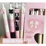 MOZXIRZ 4 Pcs Cute Retractable Pens Bowknot Gel Pens Soft Grip Black Ink Pens 0.5mm Fine Point Smooth Writing Pens Office School Supplies Women Pens (Pink)