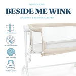 Baby Delight Beside Me Wink Bassinet | Bedside Sleeper | 7-Position Height Adjustment | Organic Oat