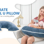 INSEN Pregnancy Pillows, Multi-use Maternity Pillows for Sleeping and Nursing, Sit up Pillow for Adults (Blue)