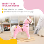Qaba Rocking Horse with Sound, Ride on Horse with Saddle, Toddler Rocker, Gift for 3-8 Year Old, Pink