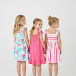 PATPAT 3 Packs Girl Toddler Dresses Sleeveless Flamingo Striped Toddler Casual Dresses 4-5 Years Multicoloured