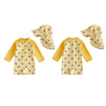 Lefyira Baby Boys Girls Swimsuit Bee Outfit Zipper Bathing Suit Rash Guard Long Sleeve Swimwear Striped Summer Clothes (15 Yellow, 18-24 Months)