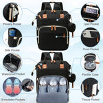 SHITIESHOU Diaper Bag Backpack Baby Bag, Baby Girl Boy Diaper Bag for Dad Mom with Pad, 16 Pockets, Pacifier Case, Large Diaper Bags Unisex for Travel (Black)