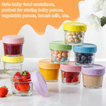 DIMBRAH Baby Food Storage Containers -12pcs, 4oz Reusable Glass Baby Food Jars with Lids–Suitable for Baby and Toddler Foods、Fruit and Vegetable Purees
