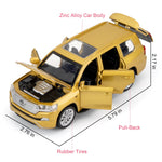 WAKAKAC Toy Car Compatible for 1：32 Land Cruiser Model Car, Pull Back Diecast Collectible Car with Sounds＆Lights for Kids Boys Girls and Adults, Gift Golden