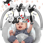 FPVERA Car Seat and Stroller Toys - Black and White Car Seat Toy High Contrast Baby Toys, Baby Plush Spiral Activity Toy for Crib Mobile, Newborn Sensory Toy Best Gift for 0 3 6 9 12 Months Infants
