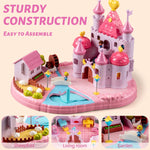Dollhouse Kit for Kids Girls —— Huge House Toy with 2 Dolls, Dollhouse Furniture and Accessories, Sound & Light, Great Gift for 3 4 5 6 7 8 Years Old (Pink)