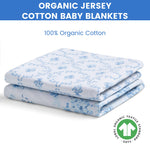 Delta Children 100% Organic Jersey Cotton Baby Receiving Blankets for Girls and Boys – 30x40 Inches - GOTS Certified (Pack of 2), Blue Botanicals