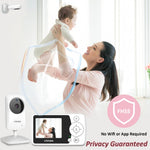 VTimes Baby Monitor with Camera and Audio, Video Baby Monitor No WiFi Night Vision, 2.4" LCD Screen Portable Baby Camera VOX Mode Pan-Tilt-Zoom Alarm and 1000ft Range, Ideal for Baby/Elderly/Pet