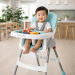 Dream On Me TableTalk 2-in-1 High Chair for Baby & Toddler – Convertible High Chair to Junior Chair, Removable Padded Seat, Dual Dishwasher-Safe Trays, Styrdy Steel Frame, Quick Folding Design – Aqua