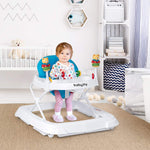 BABY JOY Baby Walker, Foldable Activity Walker with Adjustable Height, Large Tray & Removable Toys, Baby Walker with Wheels for Boys Girls 6-18 Months (Blue)