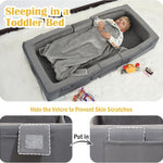 ENITYA Toddler Floor Bed with Washable Cover, Toddler Cots for Sleeping, Comfortable and Portable for Kids Travel, Foldable Kids Bed (Grey)