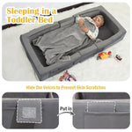 ENITYA Toddler Travel Bed, Folding Floor Cot for Travel, Portable Kids Bed for Sleeping, Washable Toddler Cot for Children 18M – 5yr Old, Grey