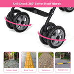 BABY JOY Lightweight Stroller, Compact Travel Stroller, Infant Stroller w/Adjustable Backrest & Canopy, Cup Holder, Storage Basket, 5-Point Harness, Easy Fold, Umbrella Stroller for Toddler, Pink