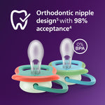 Philips Avent Ultra Air Nighttime Pacifiers - Orthodontic Design, for Babies 6-18 Months, Glow in The Dark, Soft Silicone Symmetrical Nipple, BPA-Free, with 2 Sterilizing Cases, 4 Pack, SCF376/36