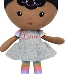 Baby Starters Plush Baby Doll with Rattle, Brunette Olivia, Pink, 9 inch