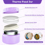 Aimsnk Kids Bento Lunch Box with 8oz Soup Thermo, Kids Leakproof Lunch Food Containers with 4 Compartment,Insulated Hot Food Jar with Lunch Bag for School, Travel (Purple)