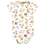 Hudson Baby Unisex Baby Cotton Bodysuits, Soft Painted Floral 3-Pack, Newborn
