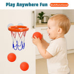 Bath Toys – Bathtub Basketball Hoop for Toddlers, Kids, Boys and Girls | 4 No-Hole Balls & Strong Suction Cups | Fun Basketball Bath Toy for Toddlers