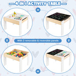 Costzon Kids Table and Chair Set, 4 in 1 Wooden Activity Table & 2 Chairs with Detachable Blackboard for Arts, Crafts, Drawing, Reading, Storage, 3 PCS Toddler Table and Chairs for Boys Girls (White)