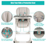 BABY JOY Convertible High Chair for Babies & Toddlers, Height Adjustable, Grow & Go High Chair w/Recline & Footrest, Removable Double Tray, Portable Baby Dinning Chair with Wheels (Gray)