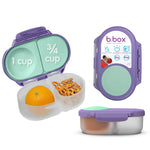 b.box Snack Box - Leakproof Mini Bento Box for Kids & Toddlers, 2 Compartment Snack Containers for Kids, Lunch Containers, Dishwasher Safe, BPA Free, PFAS Free, Ages 4m+, 1 3/4 Cup - Lilac Pop