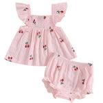 Mubineo Baby Girl Summer Clothes Cute Ruffle Tops Dress Shorts Outfits Set Infant Toddler Shrit Bloomers Princess Outfit (Pink, 6-12 Months)