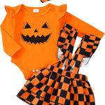 Kucnuzki Newborn Baby Girl Clothes Toddler Long Sleeve Ruffle Romper Top Infant Skirt Set Little Girl Overall Dress