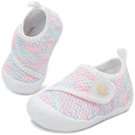 FEETCITY Baby First Walking Shoes Girls Boys Wide Infant Shoes Baby Slip On Sneakers Lightweight Barefoot Crib Shoe