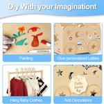 Wooden Baby Shower Basket with Hanger Rack - Personalized Baby Gift, Newborn Essentials Organizer for Nursery, Welcome Gift Basket for Newborn, Pregnancy Gifts for New Parents.