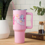 Silver Buffalo Care Bears Christmas Cuties Winter Fun Featuring Good Luck Bear, Cheer, and Christmas Wishes Bear Stainless Steel Tumbler with Handle and Straw, Fits in Standard Cup Holder, 40 Ounces