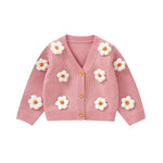 Toddler Baby Girl Sweater Floral Cardigan Knit Long Sleeve Coat Cute Fall Winter Outfits Clothes Infant Newborn (Pink, 6-9 Months)