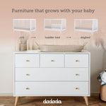 dadada Baby Harmony Nursery Set, Furniture Set. Baby Crib and Dresser Combo. Soho 3-in-1 Convertible Crib and Austin 5 Drawer Nursery Dresser. White Beechwood